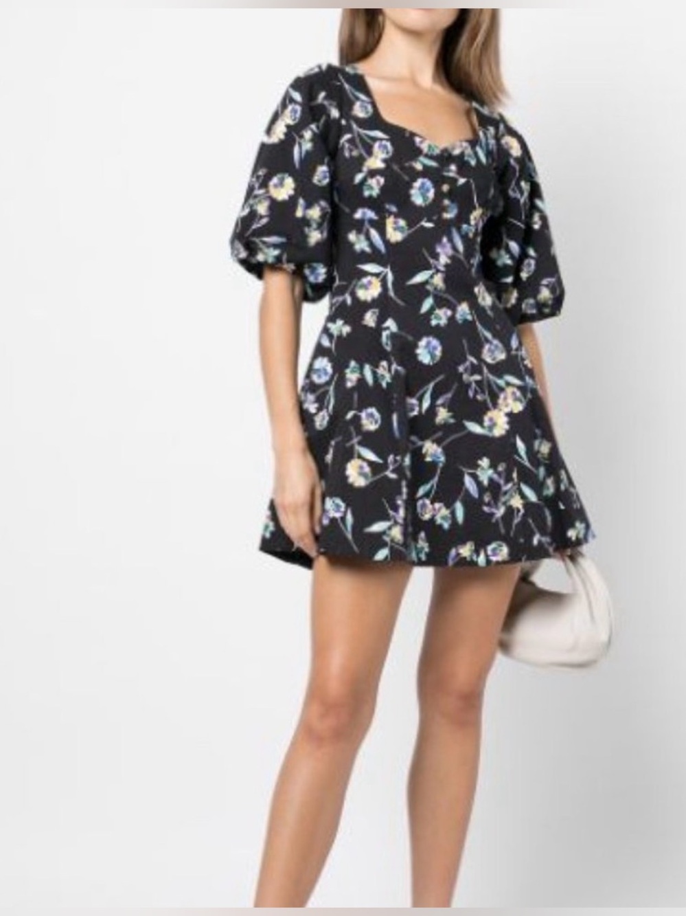 Nicholas NWT Lydia black floral cotton stretch mini dress 4 small
